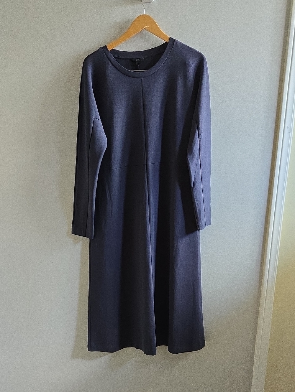 Blue Long Sleeved COS Cotton Midi Dress Size Large